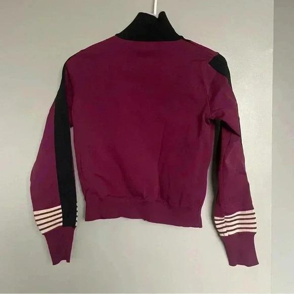 SSHEENA Striped Track Jacket in Maroon and Black Medium - Picture 2 of 3